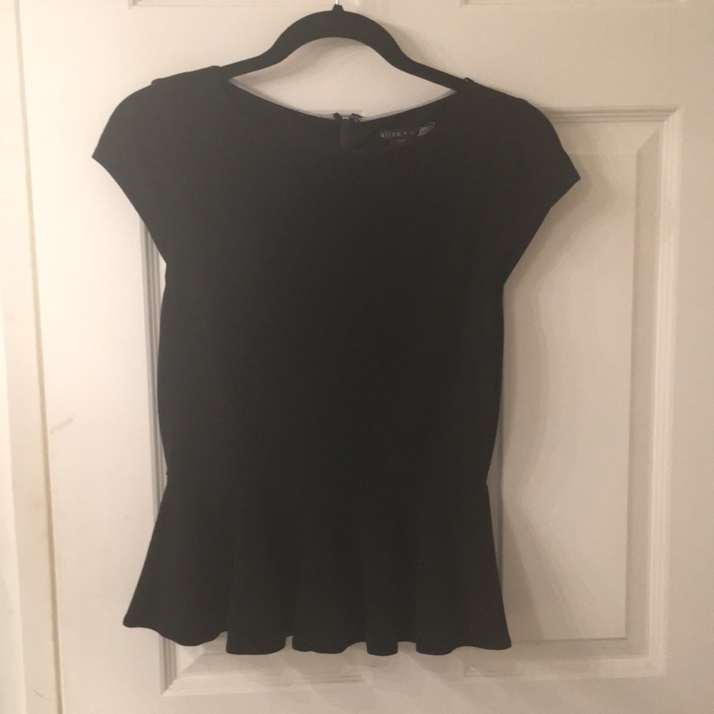 Alice and Olivia black peplum work shirt